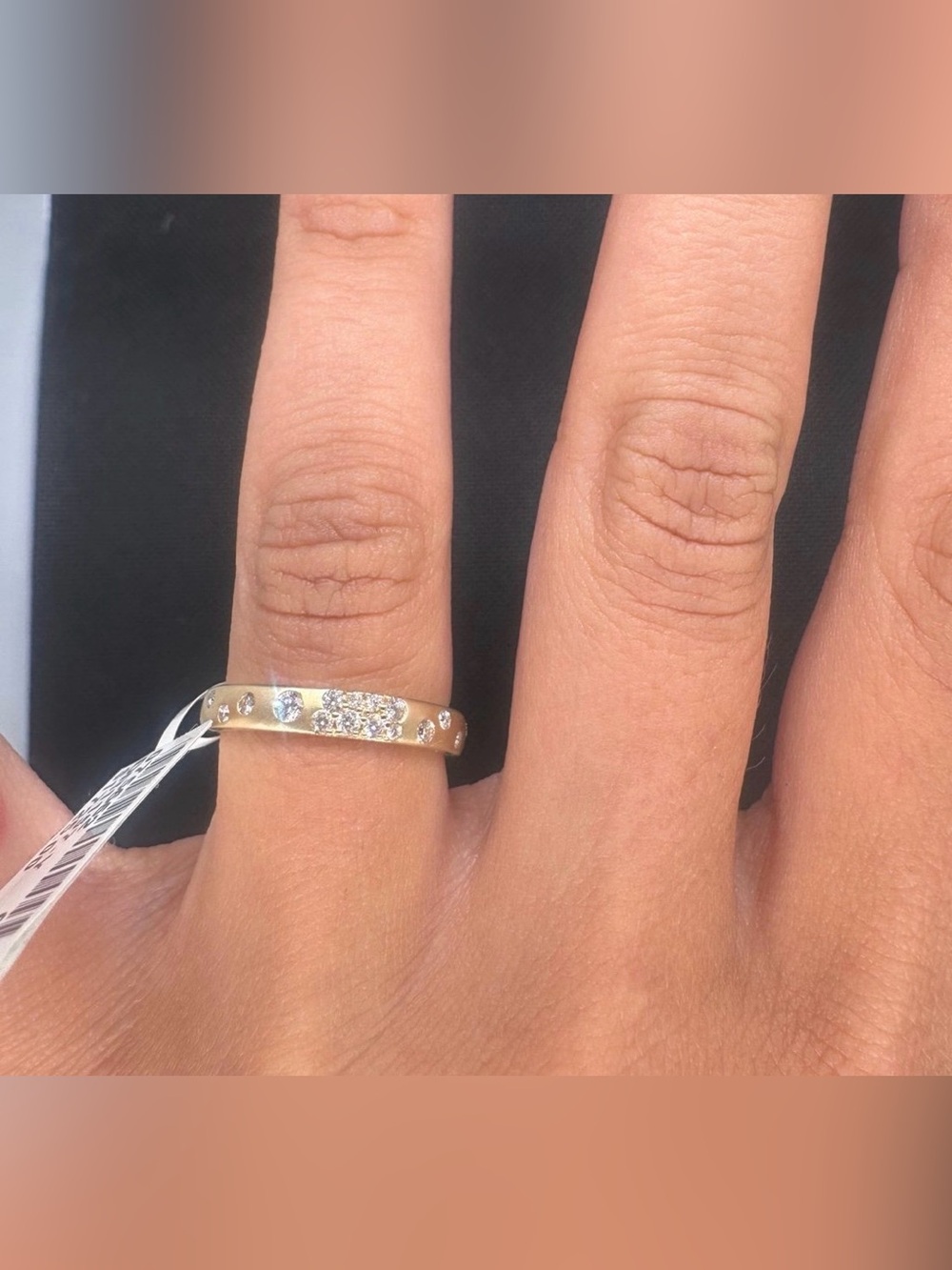14K Yellow Gold Sandblast natural Diamond Band 0.21 CTW Size 6.5